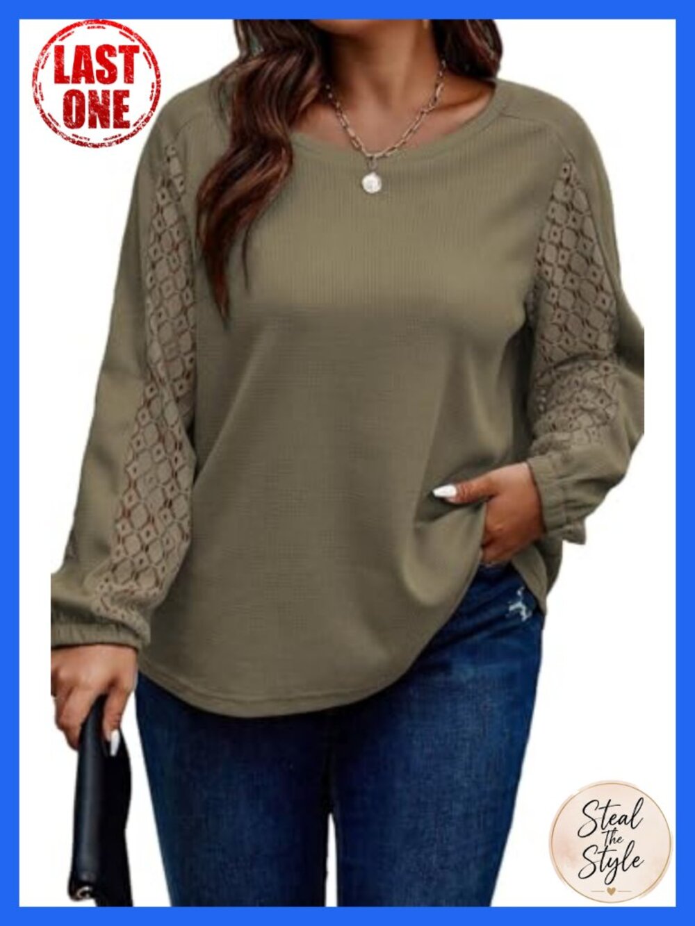 Women's Plus Size Waffle Knit Tunic Top 3/4 Dolman Sleeve V-Neck Pullover